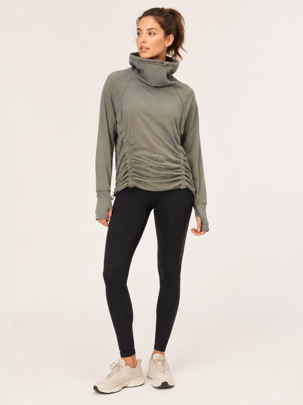 Lucy Olive Green Cowl Neck Hoodie